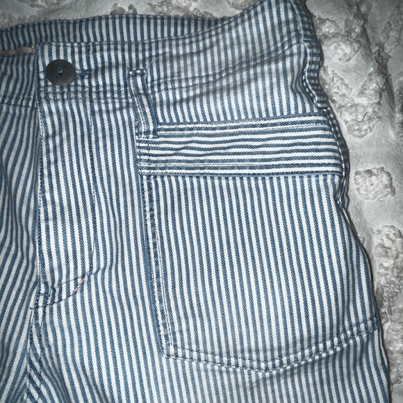Anthropologie Pilcro Cropped Utility Jeans Railroad Striped Pants Size 28 - Picture 7 of 11